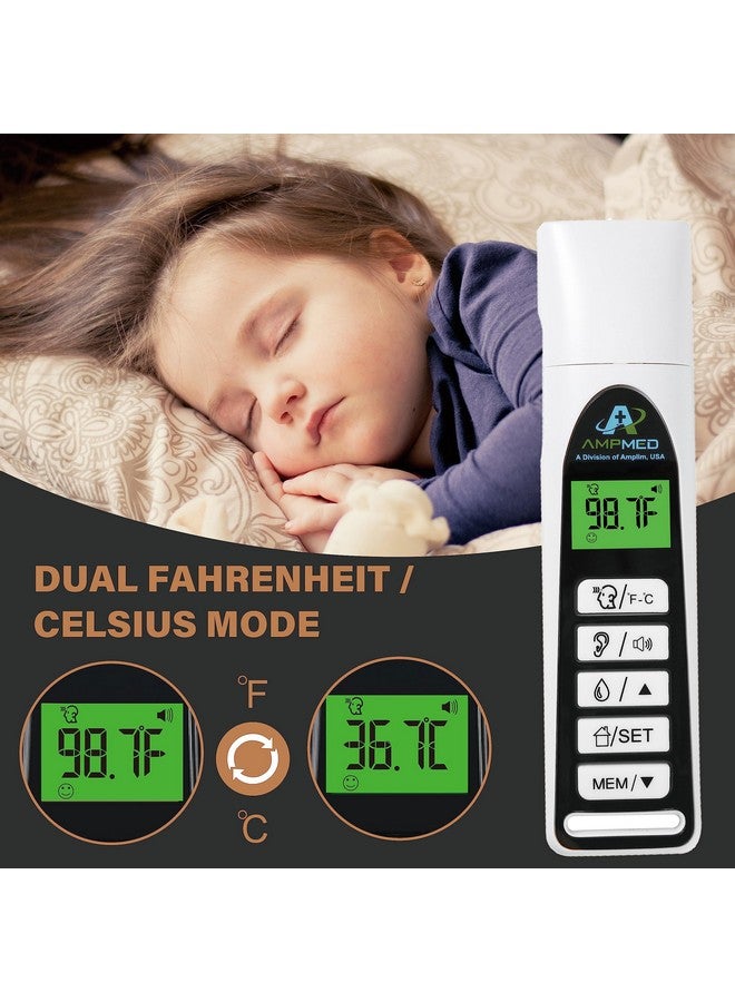 Amplim Baby Thermometer | 3-in-1 Accurate Infrared Thermometer for Ear, Forehead & Touchless, FSA/HSA Eligible Fever Thermometer for Baby, Infants, Toddlers, Kids & Adults | White Base Stand & Clock - Image 4