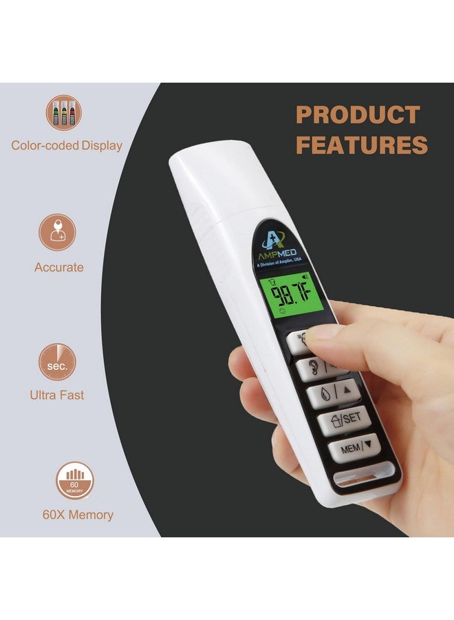 Amplim Baby Thermometer | 3-in-1 Accurate Infrared Thermometer for Ear, Forehead & Touchless, FSA/HSA Eligible Fever Thermometer for Baby, Infants, Toddlers, Kids & Adults | White Base Stand & Clock - Image 3