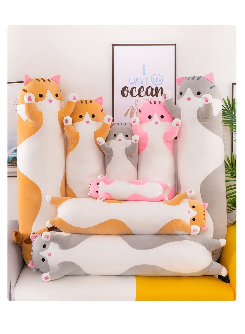 ZESITH Pink Long Plush Cat Pillow Soft Stuffed Doll Leg Support Cushion Sleeping Comfort Home Decor - Image 4