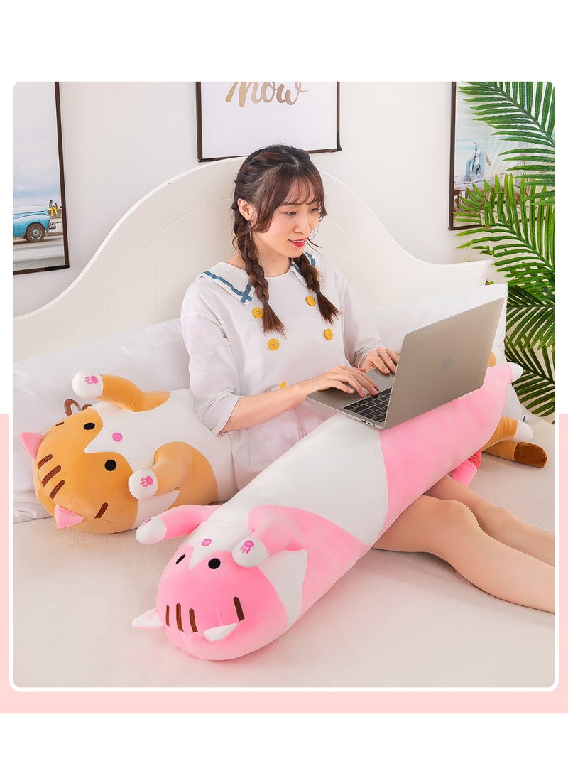 ZESITH Pink Long Plush Cat Pillow Soft Stuffed Doll Leg Support Cushion Sleeping Comfort Home Decor - Image 5