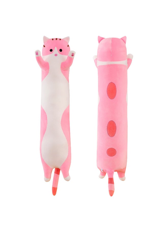 ZESITH Pink Long Plush Cat Pillow Soft Stuffed Doll Leg Support Cushion Sleeping Comfort Home Decor - Image 1