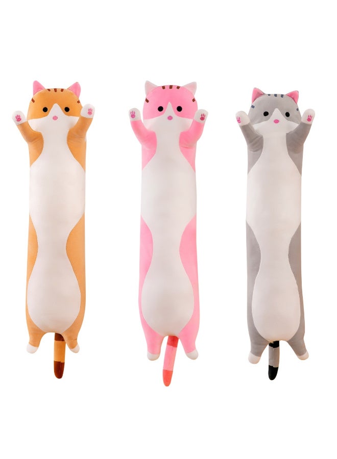 ZESITH Pink Long Plush Cat Pillow Soft Stuffed Doll Leg Support Cushion Sleeping Comfort Home Decor - Image 3