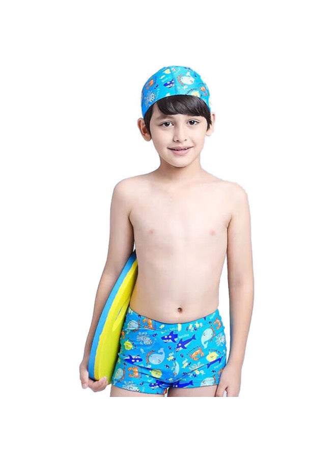 Skin-friendly Yifu Children's Swimwear, Boys' Boxer Swim Trunks, Swimming Suit With Hood Set, 1508 Light Blue, M - Image 2