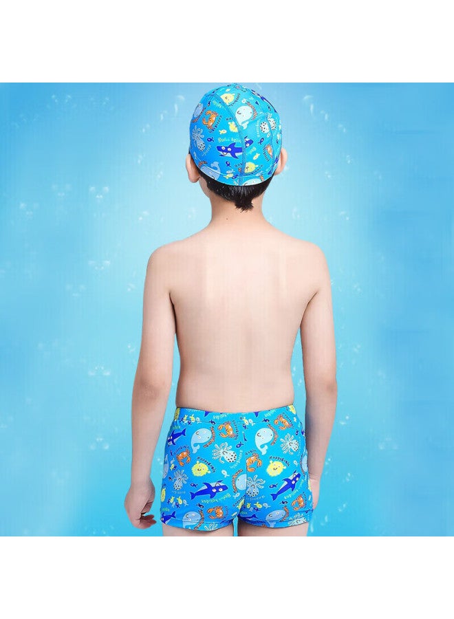Skin-friendly Yifu Children's Swimwear, Boys' Boxer Swim Trunks, Swimming Suit With Hood Set, 1508 Light Blue, M - Image 5