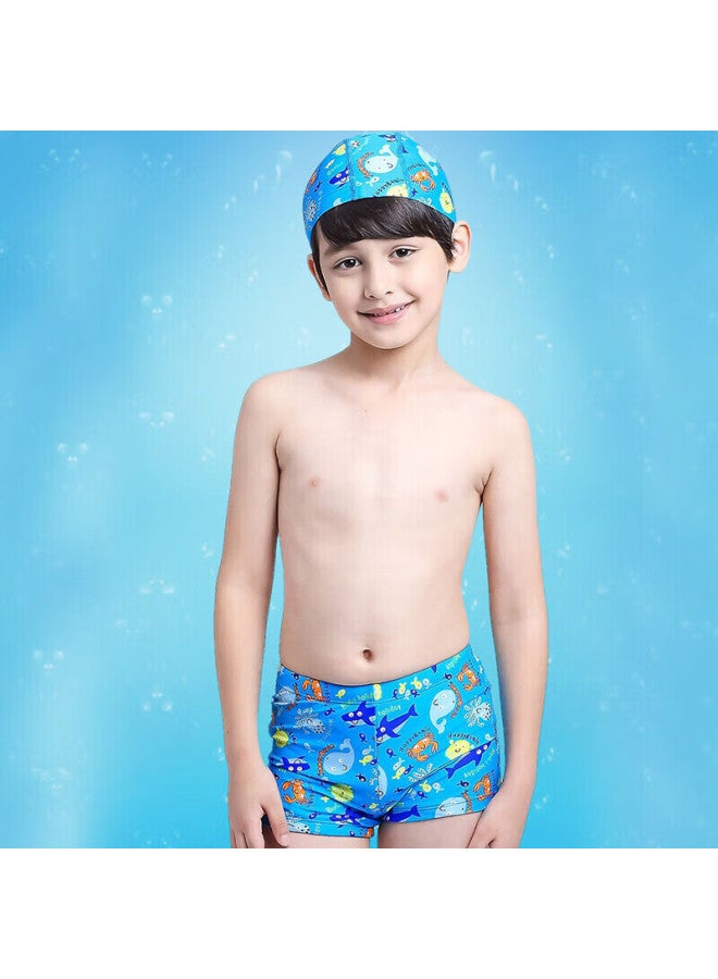 Skin-friendly Yifu Children's Swimwear, Boys' Boxer Swim Trunks, Swimming Suit With Hood Set, 1508 Light Blue, M - Image 4