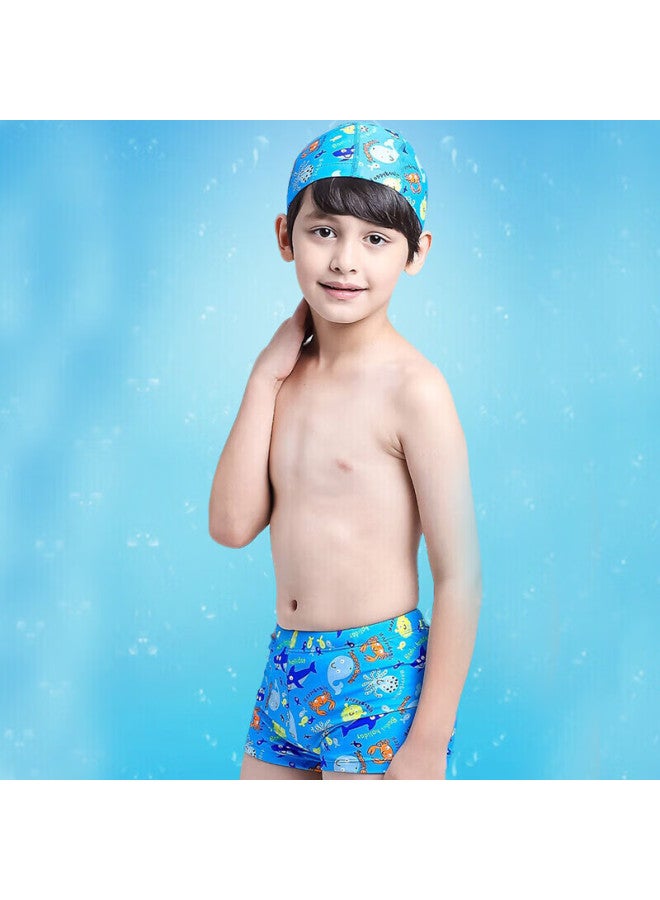 Skin-friendly Yifu Children's Swimwear, Boys' Boxer Swim Trunks, Swimming Suit With Hood Set, 1508 Light Blue, M - Image 3