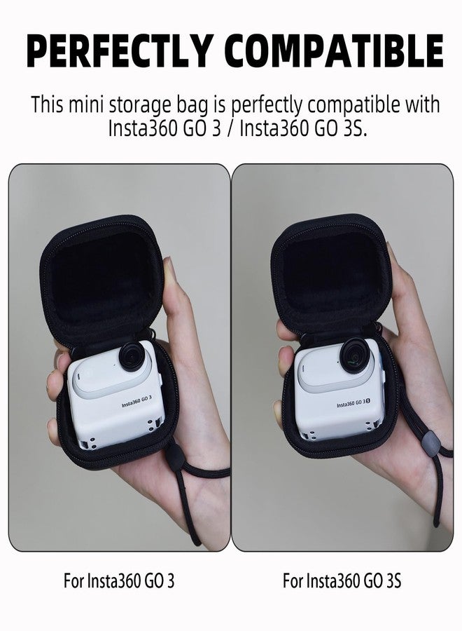 Flymile Small Carrying Case for Insta360 GO 3,Mini Storage Bag PU Hard Shell Travel Portable Bag with Carabiner Pocket Size Action Camera Accessory(Black) - Image 2