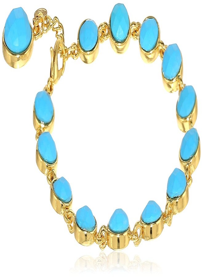 Estele 24kt Gold Plated Oceanic Bracelet with Sea Green and Blue Crystals for Women - Image 2