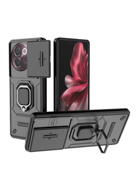 Shunjia Sliding Window Phone Case for Vivo V30E 5G, Sliding TPU PC Shockproof Phone Case with Bracket Protective Case