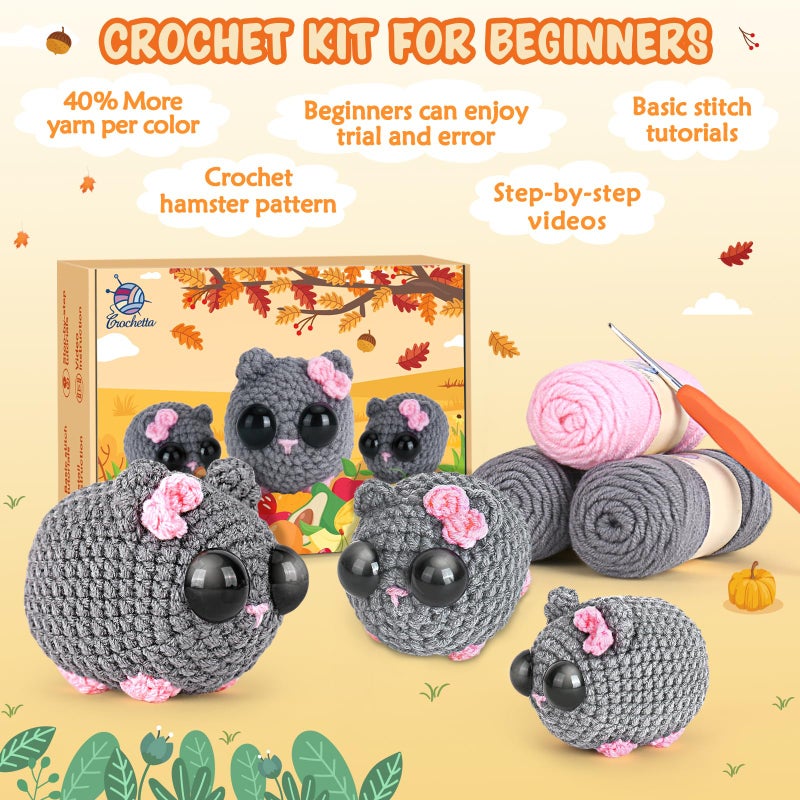 Crochetta Crochet Kit For Beginners  Beginner Crochet Kit For Adults With Step-By-Step Video Tutorials  Diy Crochet Animal Kits Knitting Supplies - Image 4