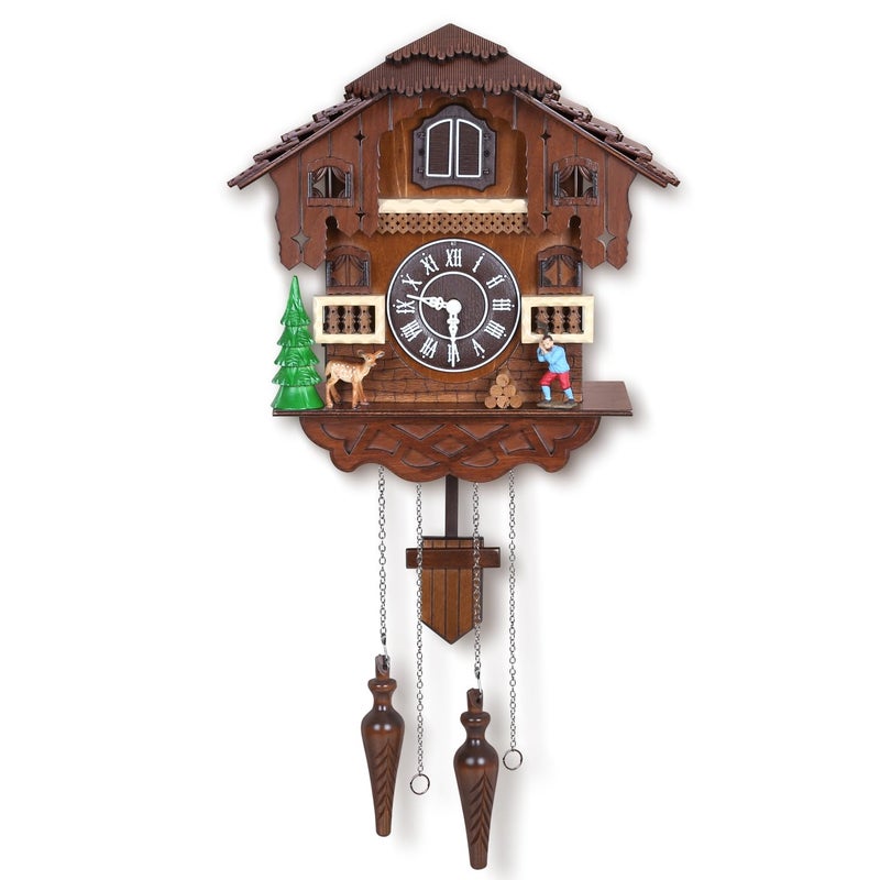 Kendal Cuckoo Clock Large Vintage Wall Clock Handcrafted Wood Cuckoo Clock House Home Decor with Singing Bird & The Man Work in Front of The House Decoration CC23-3 - Image 1