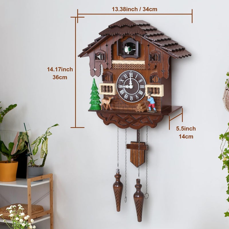 Kendal Cuckoo Clock Large Vintage Wall Clock Handcrafted Wood Cuckoo Clock House Home Decor with Singing Bird & The Man Work in Front of The House Decoration CC23-3 - Image 5
