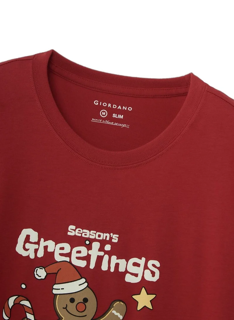 GIORDANO  Men’s Slim Fit Christmas Holiday Cotton T-Shirt for Men | Best Price UAE