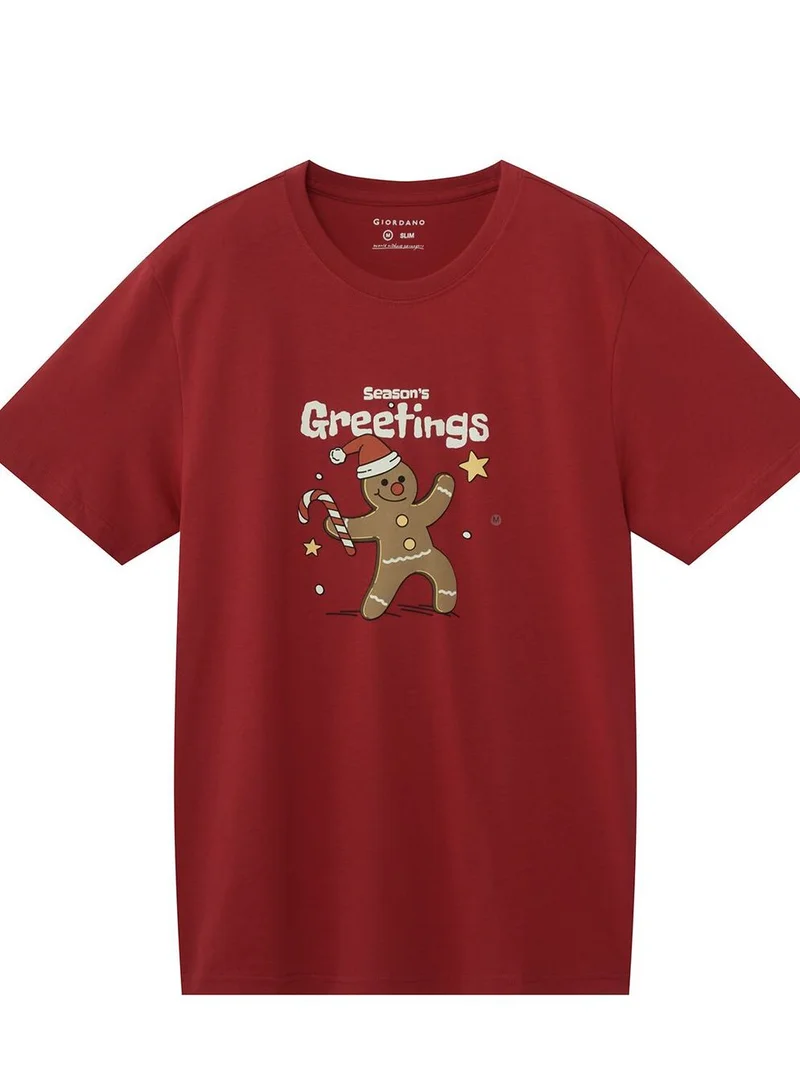 GIORDANO Men’s Slim Fit Christmas Holiday Cotton T-Shirt