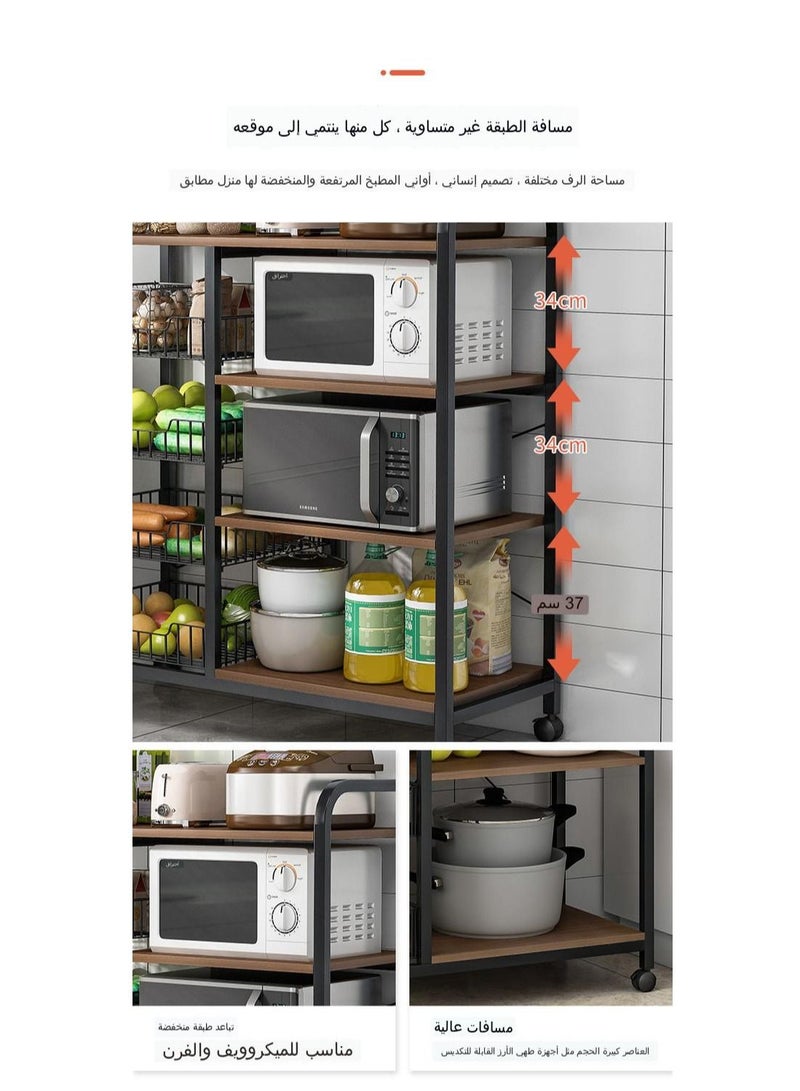 C&C Home Rolling Kitchen Rack Microwave Oven Stand Utility Shelf on Wheels Storage Cart Organizer with 3-Tier Shelf and Cabinet - Image 5