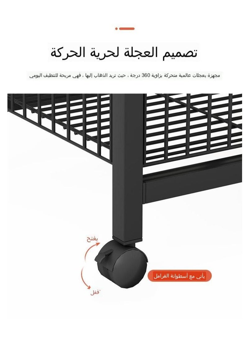 C&C Home Rolling Kitchen Rack Microwave Oven Stand Utility Shelf on Wheels Storage Cart Organizer with 3-Tier Shelf and Cabinet - Image 3