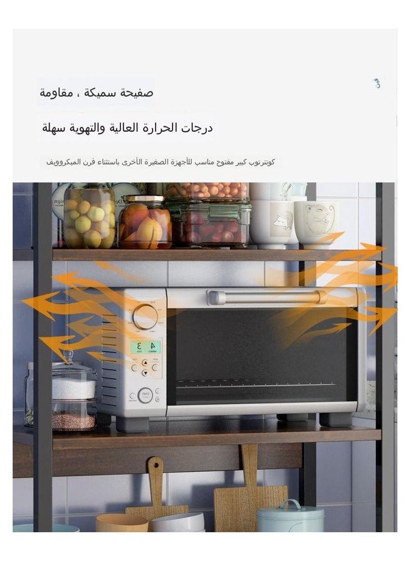 C&C Home Rolling Kitchen Rack Microwave Oven Stand Utility Shelf on Wheels Storage Cart Organizer with 3-Tier Shelf and Cabinet - Image 4