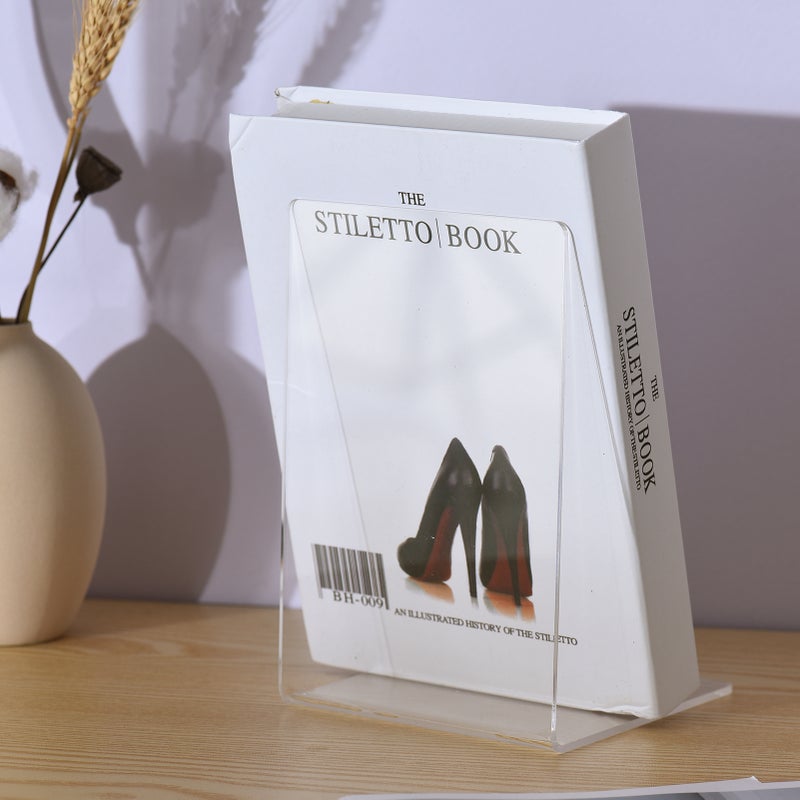 4Pcs Clear Acrylic Bookends L-shaped Desk Organizer Book Shelves Desktop Books Holder for CDs Magazines Video Games School Stationery Office Accessories - Image 4