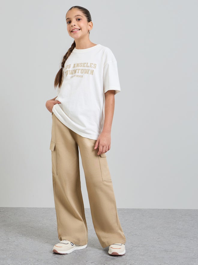 Styli Teen Girls Oversized T-Shirt and Cargo Joggers Set - Image 2
