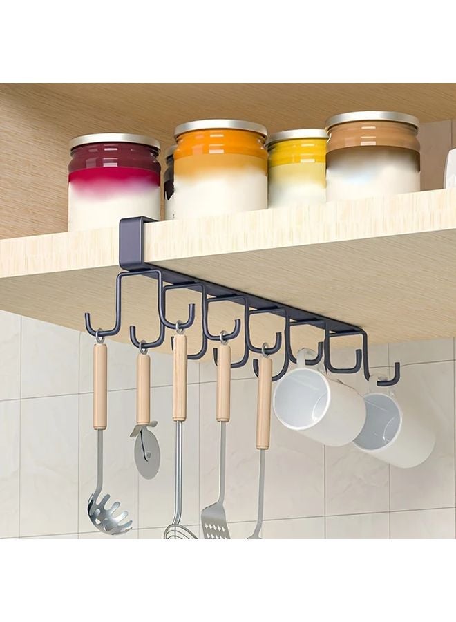 Black Double Row Door Mounted Hook Rack Traceless Iron Hanging Storage For Kitchen Bathroom - Image 5