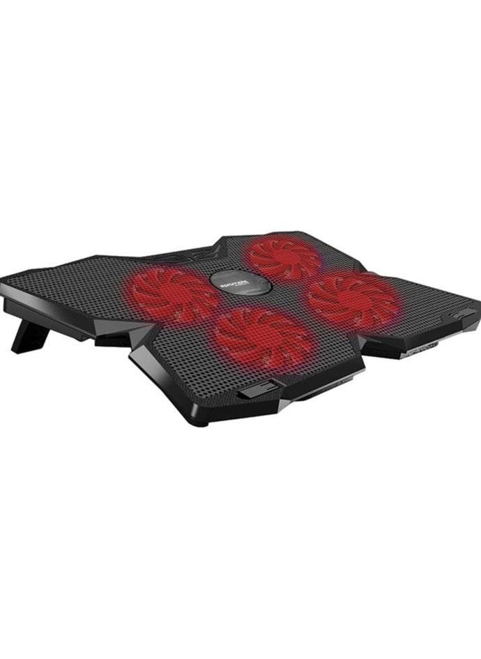 PROMATE Gaming Laptop Wired Cooling Pad, Ergonomic High-Speed Laptop Cooling Pad with Silent Cooling Fan, Dual USB Port, Adjustable Height, LED Speed Display, Cable Organizer  - Image 1