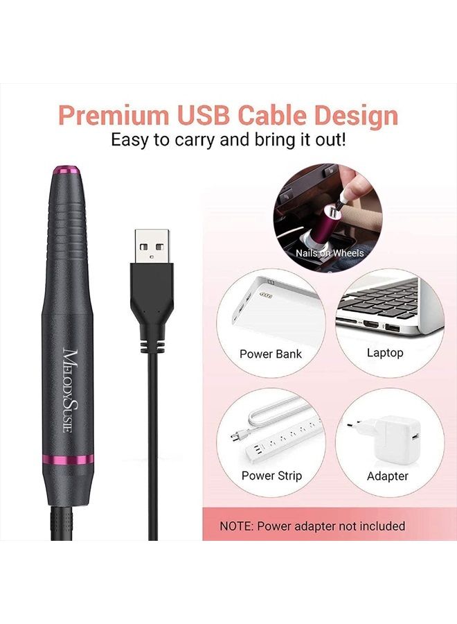 MelodySusie Electric Nail Drill Kit, Portable Electric Nail File Set for Acrylic Gel Nails, Professional Nail Drill Machine Efile Manicure Pedicure Tools with Nail Drill Bits for Home Salon Use, Grey - Image 4