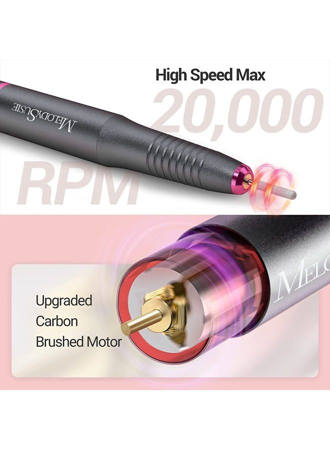 MelodySusie Electric Nail Drill Kit, Portable Electric Nail File Set for Acrylic Gel Nails, Professional Nail Drill Machine Efile Manicure Pedicure Tools with Nail Drill Bits for Home Salon Use, Grey - Image 2