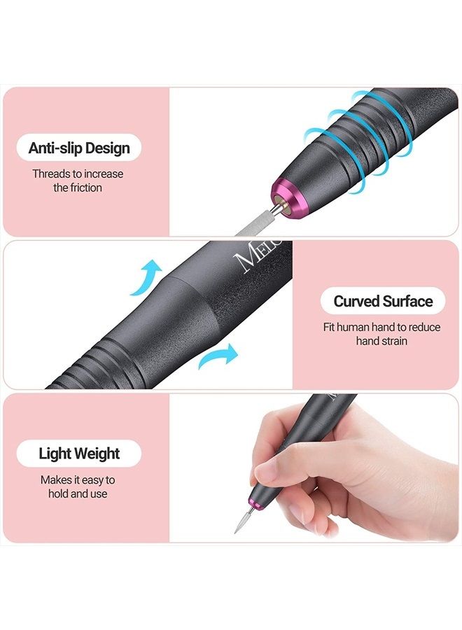 MelodySusie Electric Nail Drill Kit, Portable Electric Nail File Set for Acrylic Gel Nails, Professional Nail Drill Machine Efile Manicure Pedicure Tools with Nail Drill Bits for Home Salon Use, Grey - Image 3