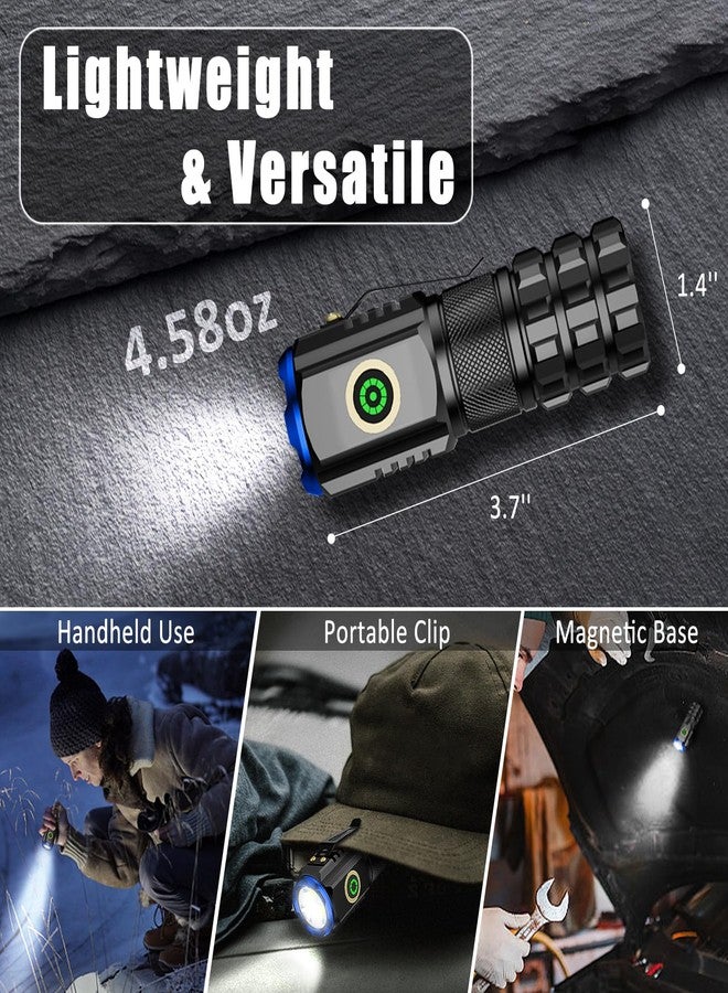 XTAUTO 2-Pack Portable LED Mini Flashlight, Rechargeable EDC Small Pocket Flashlight 6 Lighting Modes w/Magnet Clip Waterproof for Camping Hiking Night Walking Running Outdoor Emergency - Image 4