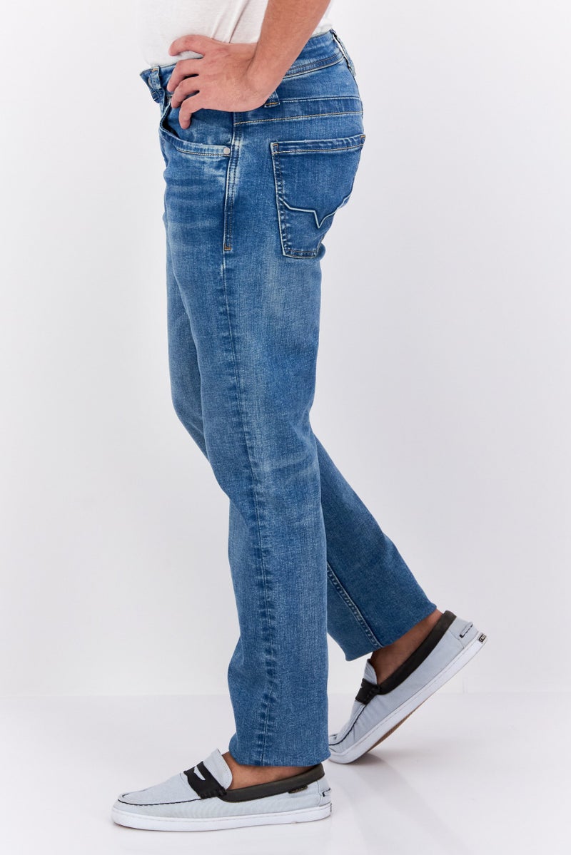 Pepe Jeans Men Regular Fit Washed Stretchable Jeans, Blue - Image 2