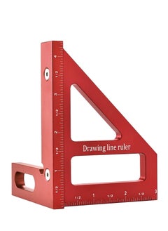 3D Multi Angle Measuring Ruler - 45/90 Degree Triangle Scriber Square Protractor, Miter Tool for Engineer Carpenter Woodworking Aluminum Alloy(Red)