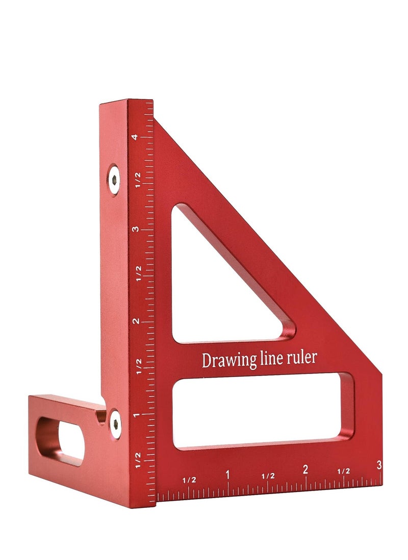 Y&D - 3D Multi Angle Measuring Ruler - 45/90 Degree Triangle Scriber Square Protractor, Miter Tool for Engineer Carpenter Woodworking Aluminum Alloy(Red) - Image 1