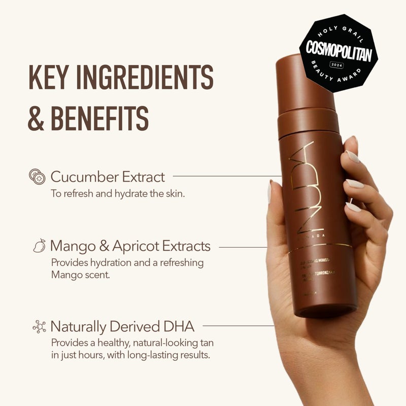 Nuda Canada Nuda Self Tanning Mousse | Lightweight Sunless Tanning Lotion | Cruelty Free Body Self Tanner Mousse with Natural Ingredients | Bronzing Lotion at Home (190mL, Ultra Dark) - Image 5