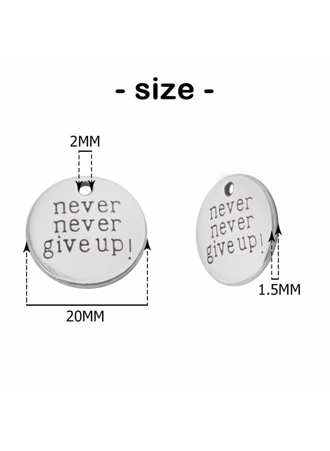Aylifu 30 PCS of Alloy Inspirational Words Message Charm Pendants"never never give up" for Crafting Bracelet Necklace Jewelry Making Accessory - Image 3