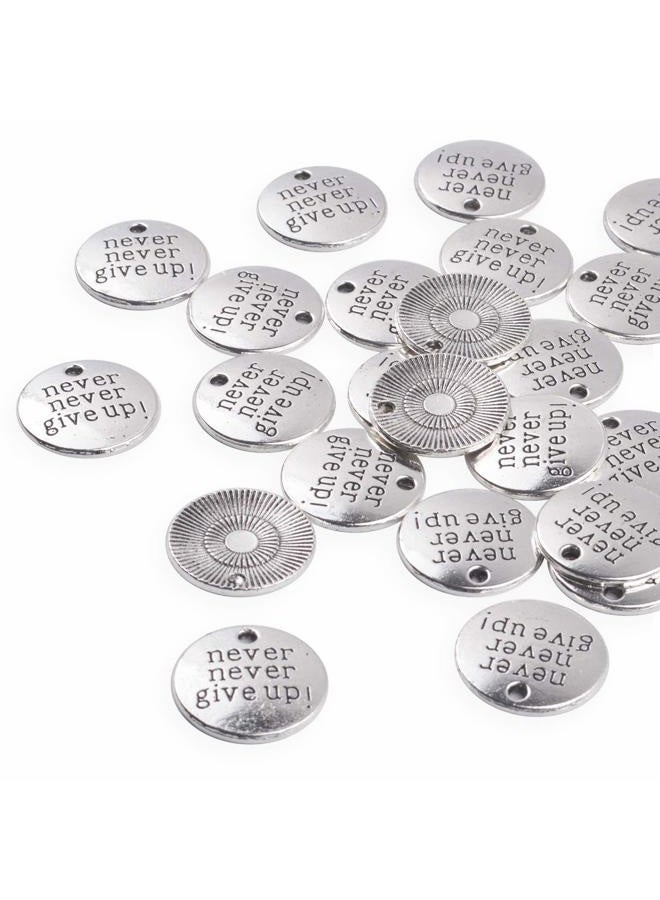 Aylifu 30 PCS of Alloy Inspirational Words Message Charm Pendants"never never give up" for Crafting Bracelet Necklace Jewelry Making Accessory - Image 4