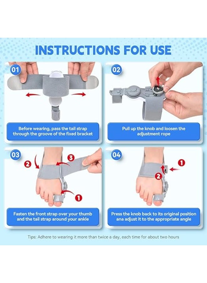 مصحح ومباعد أصابع القدم للرجال والنساء - جبيرة أرثوبيدية بمقبض دوار 360 درجة للتحكم في الضغط - جودة عالية لتخفيف آلام القدم اليمنى/اليسرى - سهل الاستخدام - Image 4