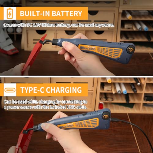 Bucasso Cordless Pen Sander Variable Speed and USB Charging with LED Light MultiPurpose Power Tool for Sanding Polishing Finishing DIY Crafts Blue - Image 3