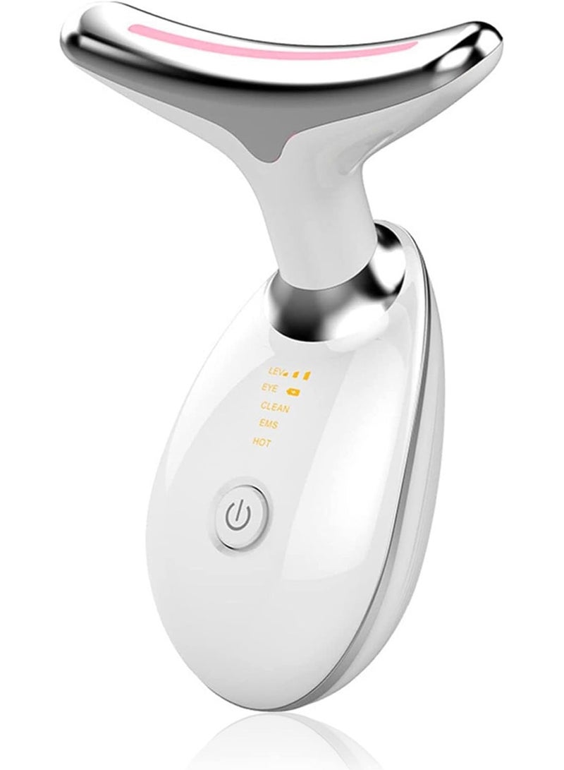 Facial Neck Lifting Machine Face Massager Beauty Device,Wrinkles Remover Skin Rejuvenation Anti-aging Rechargeable 3 Modes (WHITE)  - Image 1