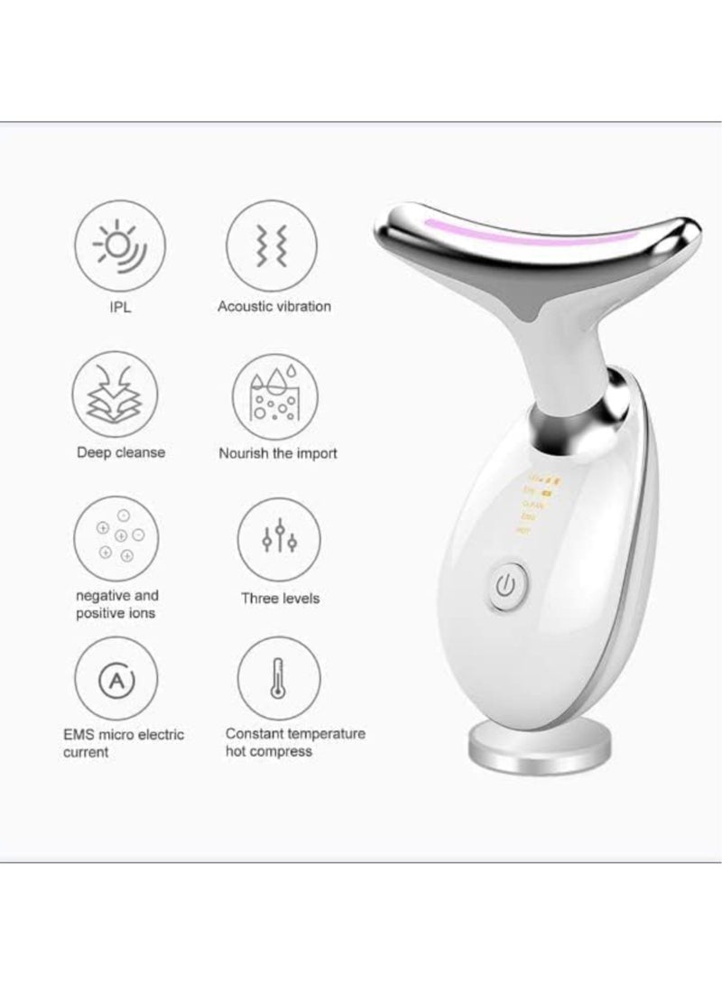 Facial Neck Lifting Machine Face Massager Beauty Device,Wrinkles Remover Skin Rejuvenation Anti-aging Rechargeable 3 Modes (WHITE)  - Image 3
