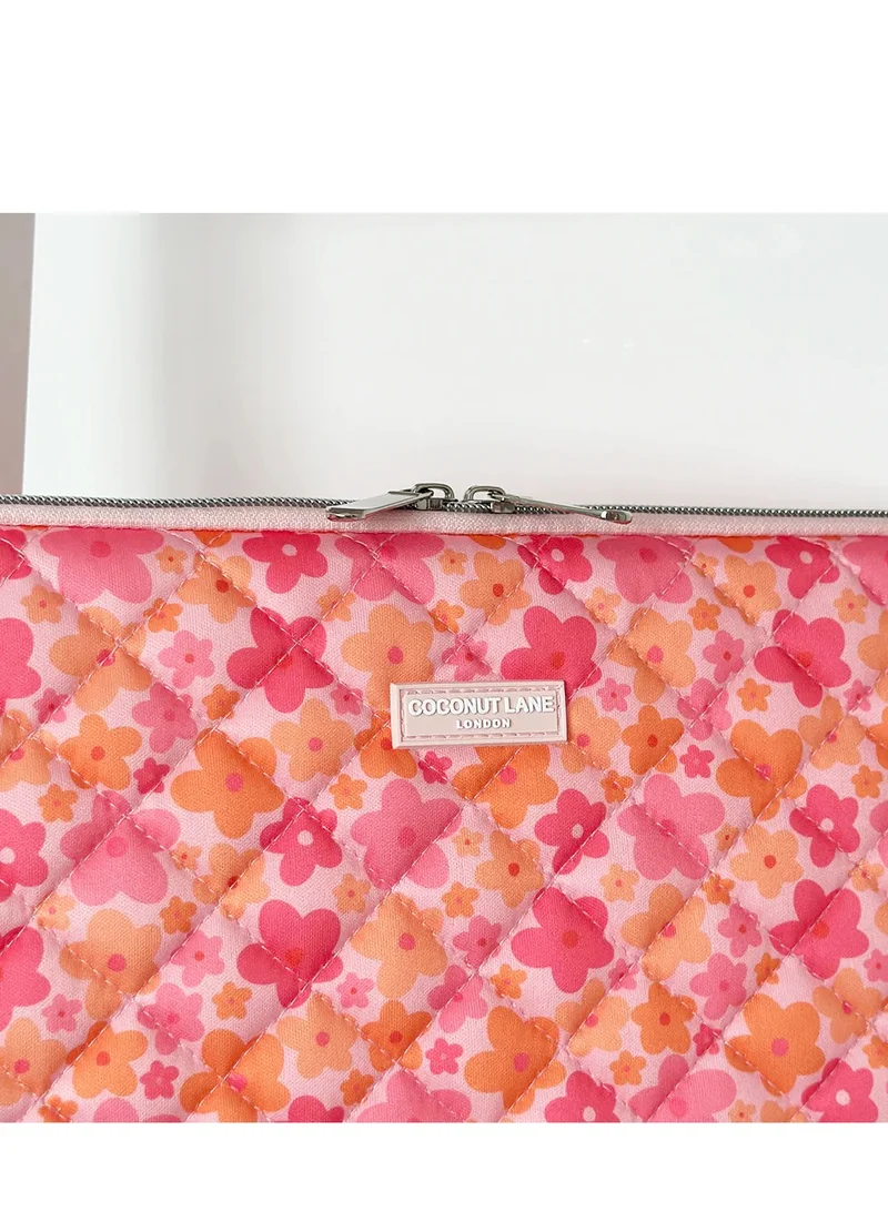 COCONUT LANE Quilted Pink & Orange Bloom Laptop Sleeve