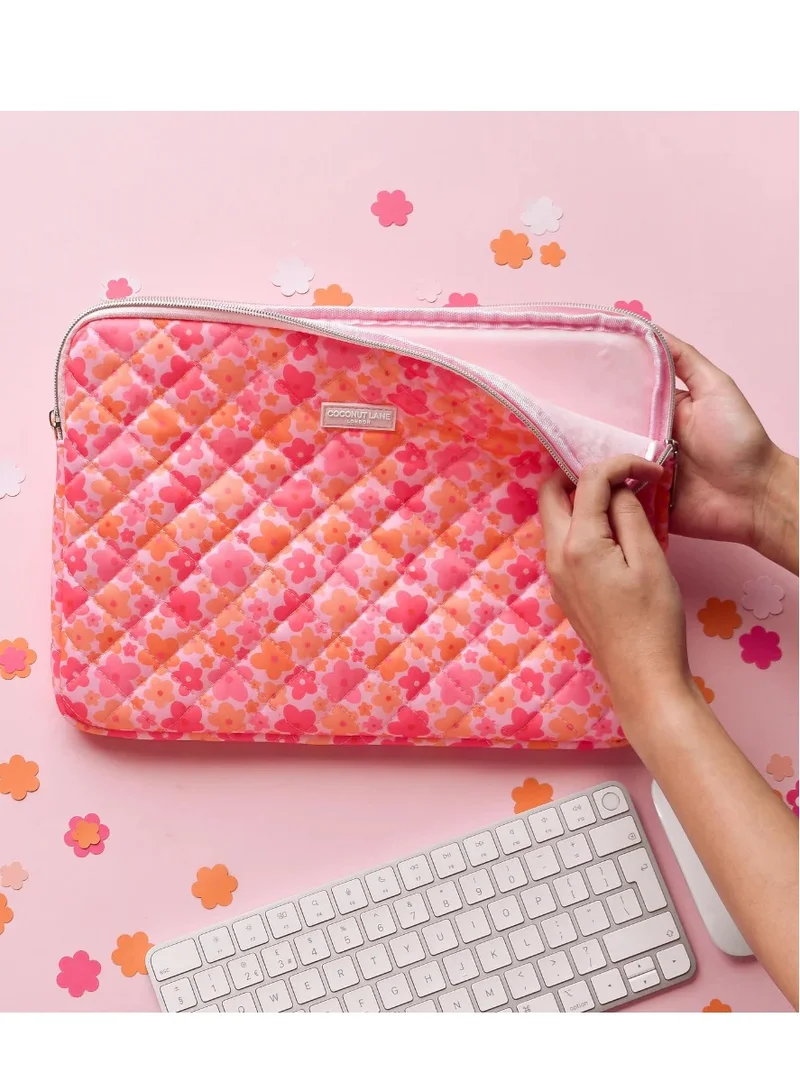 COCONUT LANE Quilted Pink & Orange Bloom Laptop Sleeve