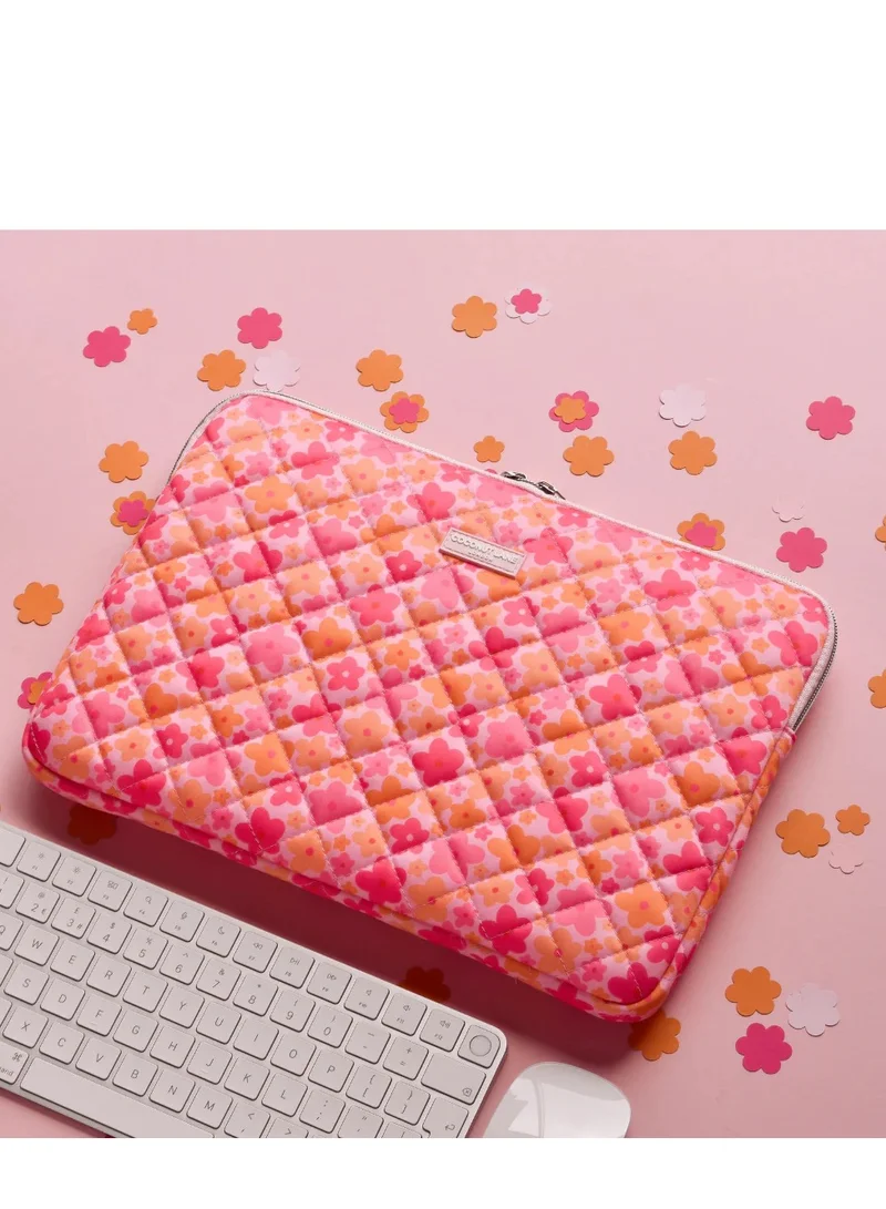 COCONUT LANE Quilted Pink & Orange Bloom Laptop Sleeve