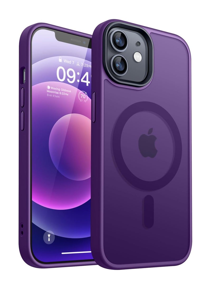 Denx - Magnetic Case for iPhone 12 and 12 Pro 6.1 inch, Compatible with Magsafe, Slim Protective Translucent Matte, Shockproof Case (Purple) - Image 1