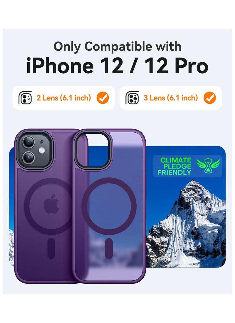 Denx - Magnetic Case for iPhone 12 and 12 Pro 6.1 inch, Compatible with Magsafe, Slim Protective Translucent Matte, Shockproof Case (Purple) - Image 1