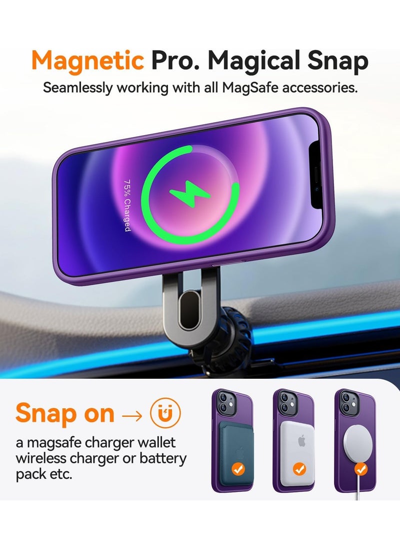 Denx - Magnetic Case for iPhone 12 and 12 Pro 6.1 inch, Compatible with Magsafe, Slim Protective Translucent Matte, Shockproof Case (Purple) - Image 1