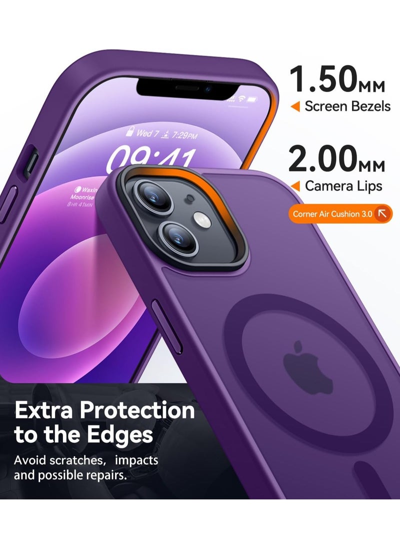 Denx - Magnetic Case for iPhone 12 and 12 Pro 6.1 inch, Compatible with Magsafe, Slim Protective Translucent Matte, Shockproof Case (Purple) - Image 1
