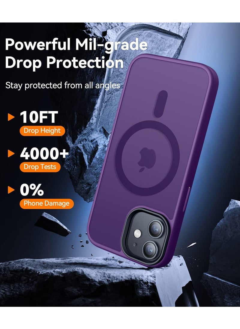 Denx - Magnetic Case for iPhone 12 and 12 Pro 6.1 inch, Compatible with Magsafe, Slim Protective Translucent Matte, Shockproof Case (Purple) - Image 1