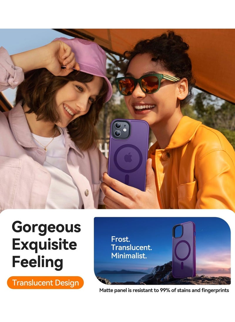 Denx - Magnetic Case for iPhone 12 and 12 Pro 6.1 inch, Compatible with Magsafe, Slim Protective Translucent Matte, Shockproof Case (Purple) - Image 1