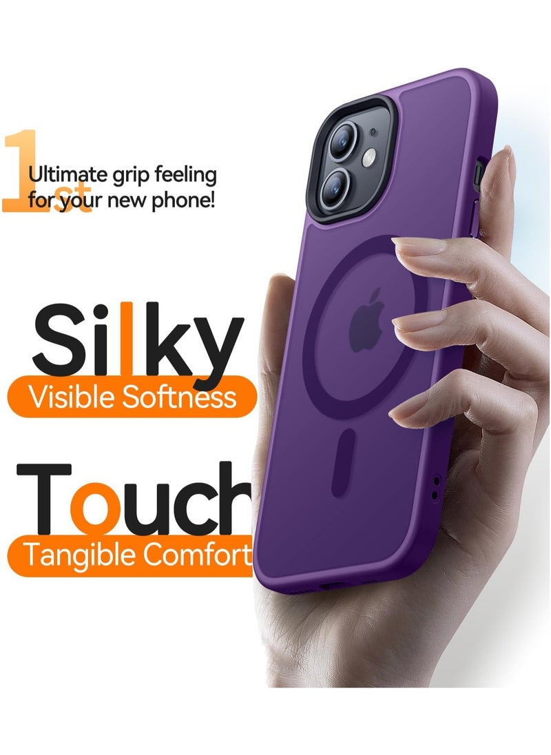 Denx - Magnetic Case for iPhone 12 and 12 Pro 6.1 inch, Compatible with Magsafe, Slim Protective Translucent Matte, Shockproof Case (Purple) - Image 1