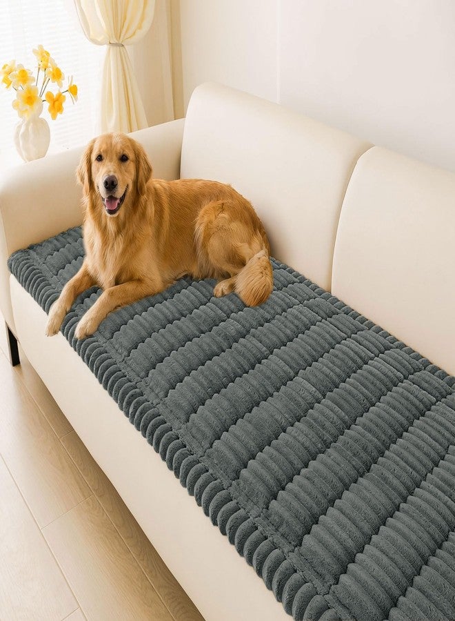 hyha Couch Covers for Dogs Washable, Non Slip Plush Dog Sofa Protectors, Fuzzy Pet Couch Covers for 3 Cushion Sofa Pet Friendly (Dark Grey, 27.6" x 88") - Image 1